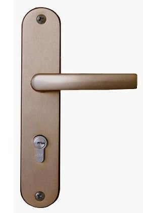 Kování bezpečnostní A2 klika/madlo 90 mm vložka bronzový elox F4 bez krytky Al - Kliky, okenní a dveřní kování, panty Kování dveřní Kování dveřní bezpečnostní